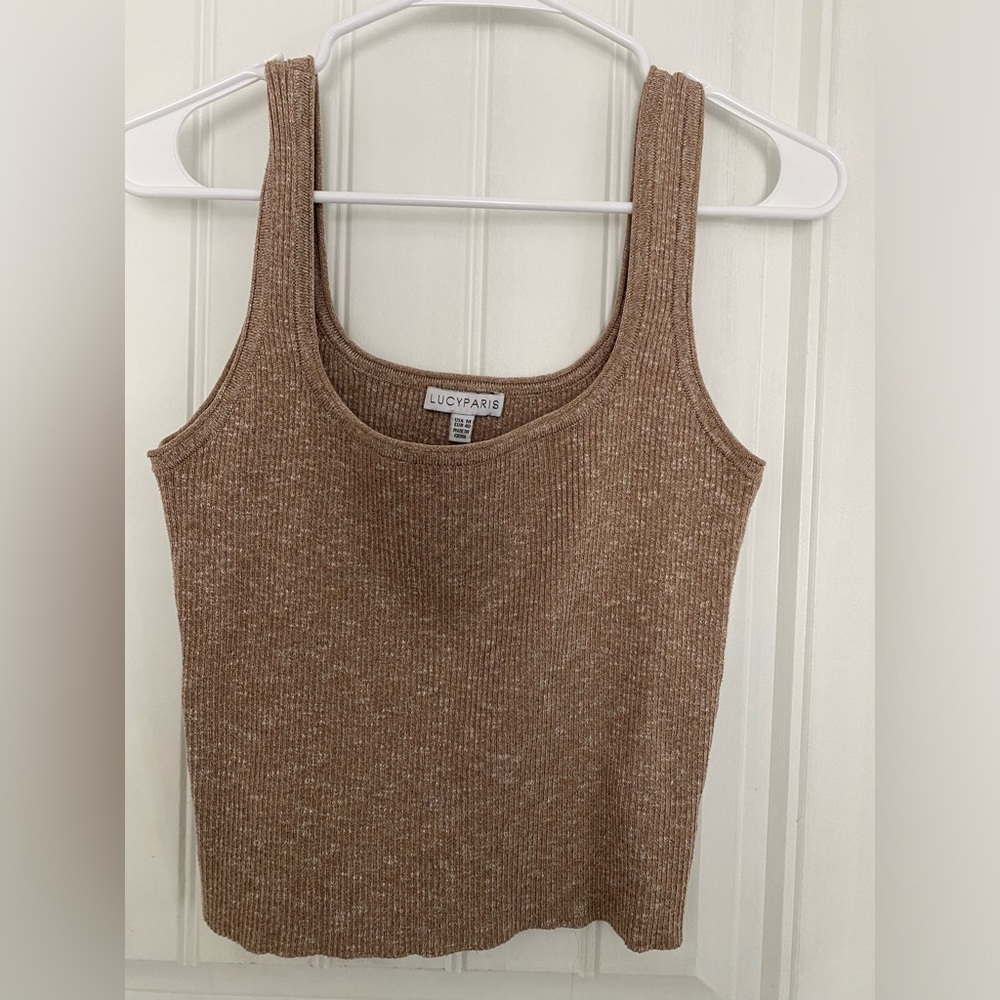 Lucy Paris Tan Ribbed Knit Top